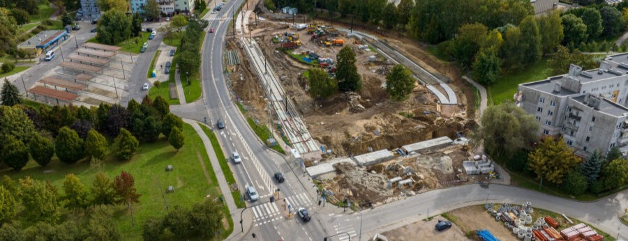 Nocne prace na pętli tramwajowej w Mistrzejowicach