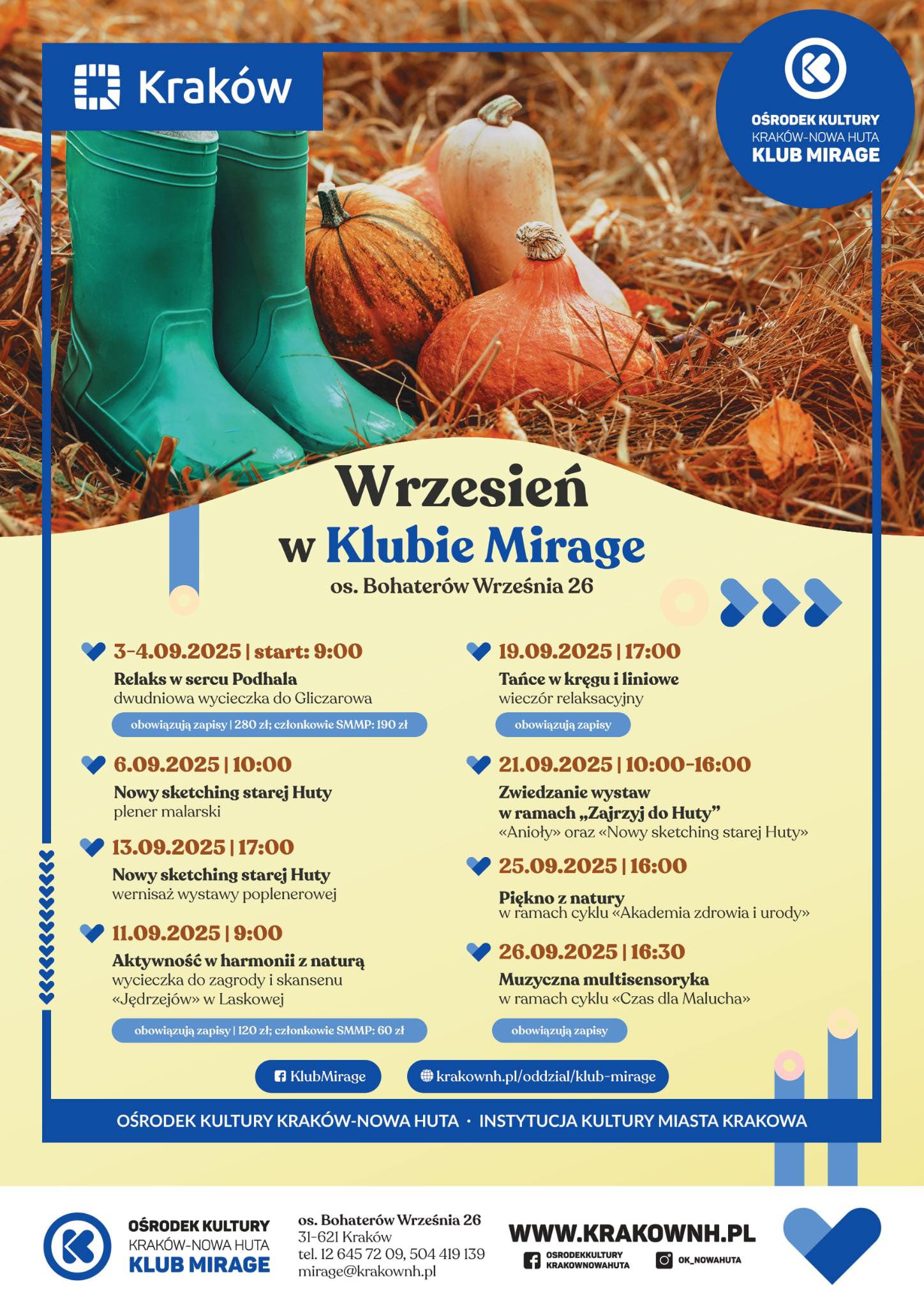 Wrzesień w Klubie Mirage – zapowiada się aktywnie, twórczo i relaksująco!