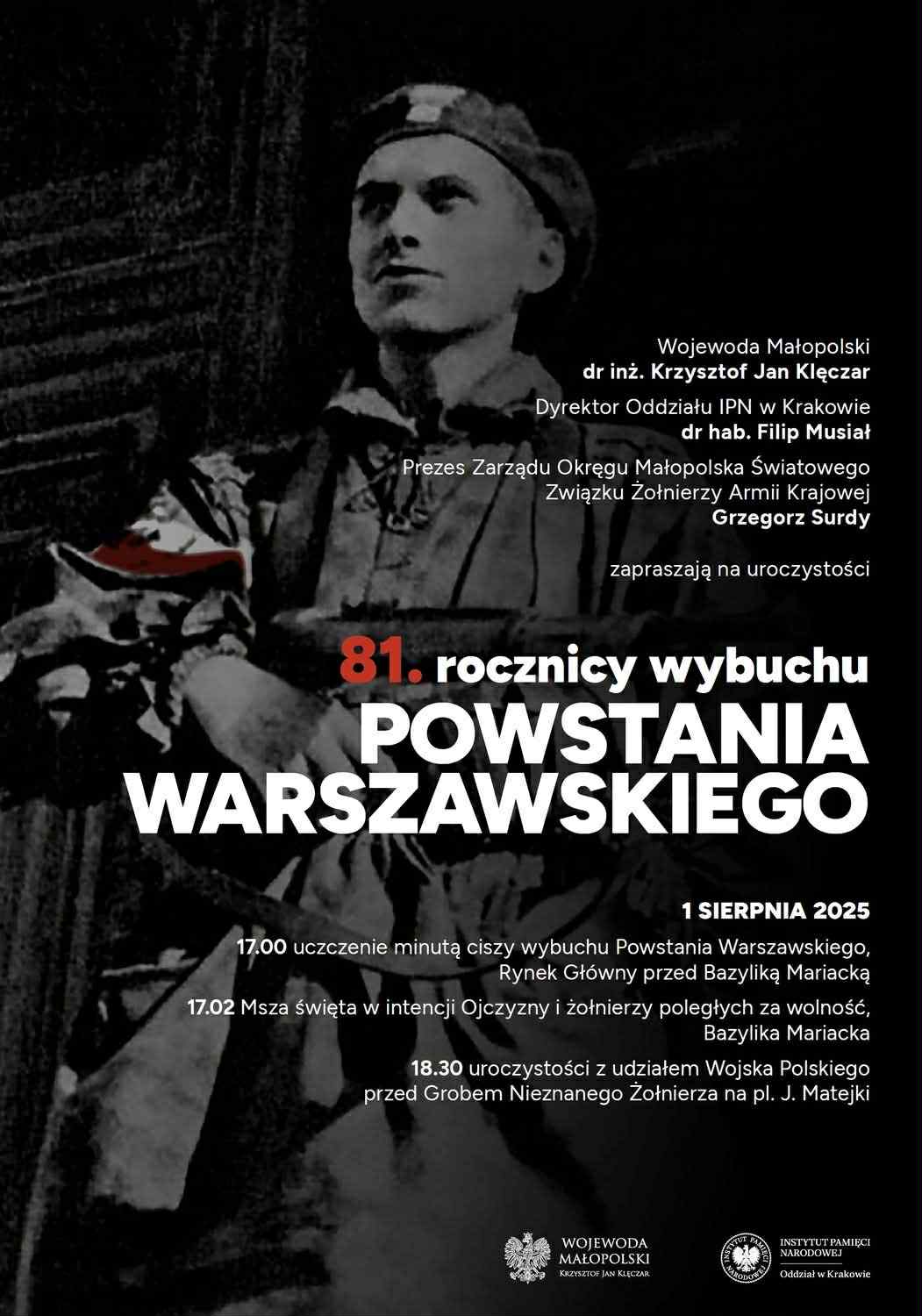 81. rocznica wybuchu Powstania Warszawskiego – uroczystości w Krakowie