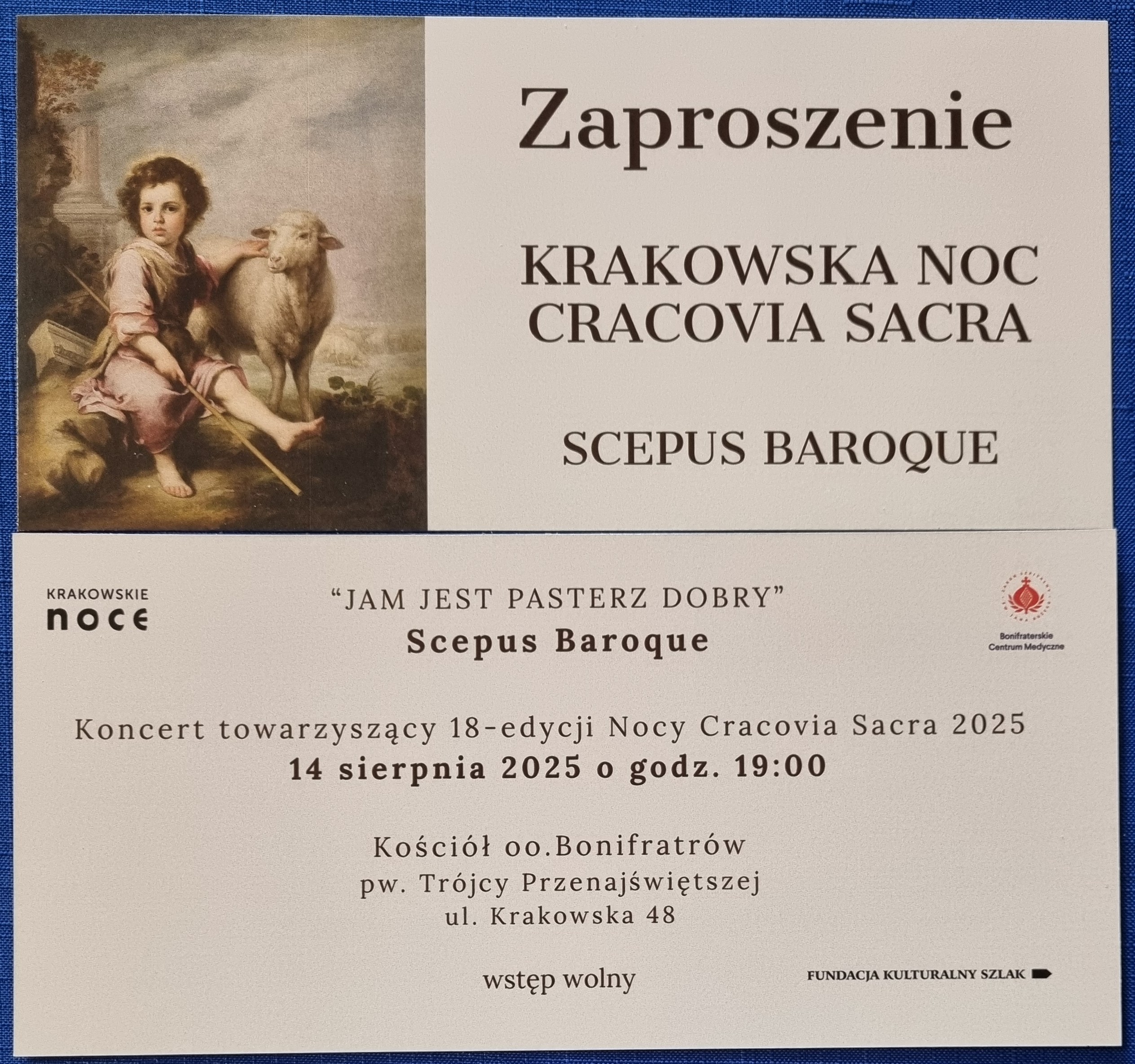 Krakowska Noc Cracovia Sacra - Koncert "JAM JEST PASTERZ DOBRY" Zespołu Scepus Baroque