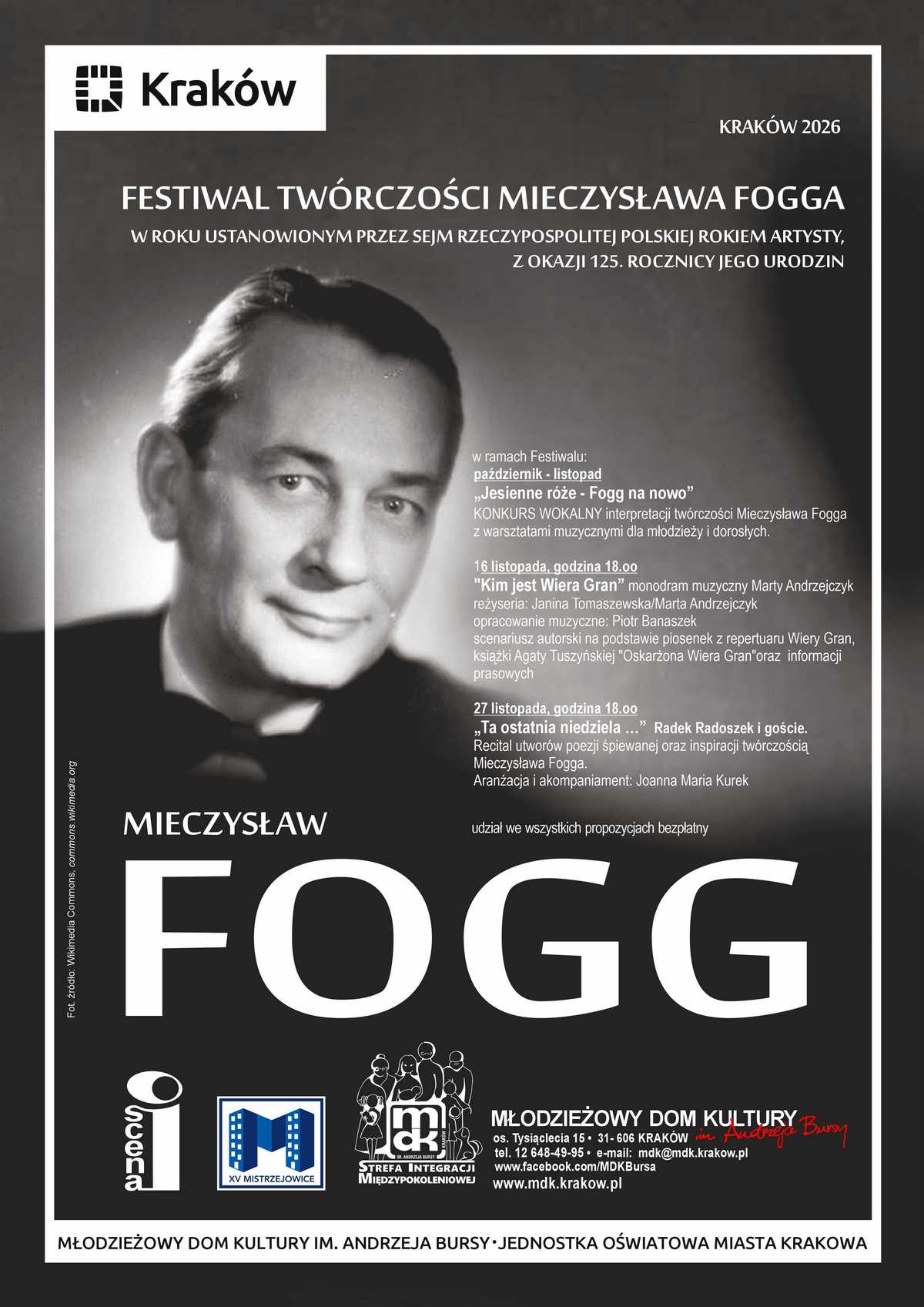 Plakat: Festiwal twórczości Mieczysława Fogga